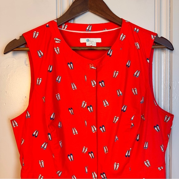 Boden Rosehip Ballet Slippers Leila Shirt Dress - Size 10 Sleeveless Red - Picture 3 of 15